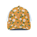 Cute Orange Fruit Pattern Print White Mesh Trucker Hat