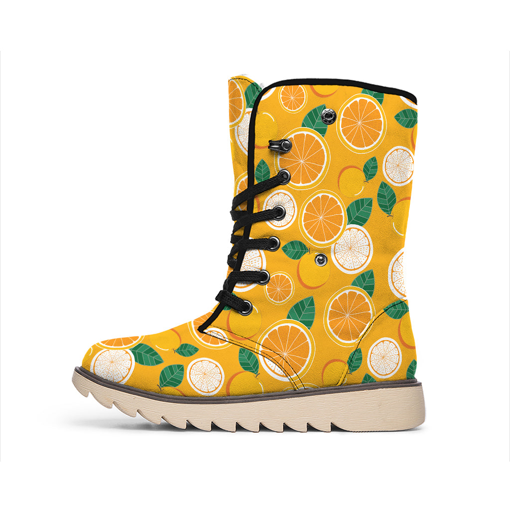 Cute Orange Fruit Pattern Print Winter Boots