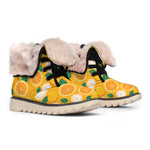 Cute Orange Fruit Pattern Print Winter Boots