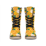 Cute Orange Fruit Pattern Print Winter Boots