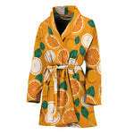 Cute Orange Fruit Pattern Print Women's Bathrobe