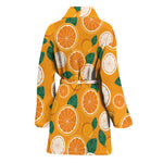 Cute Orange Fruit Pattern Print Women's Bathrobe