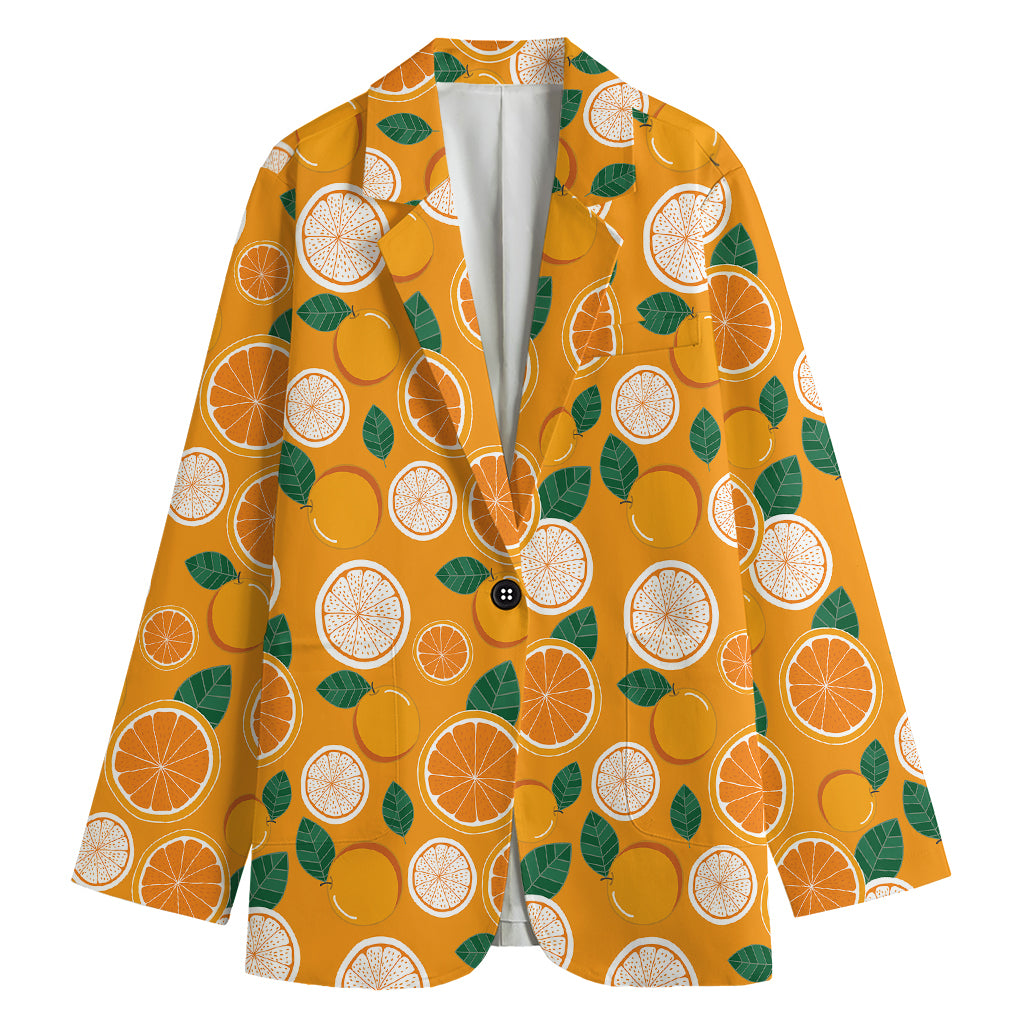 Cute Orange Fruit Pattern Print Women's Blazer