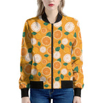 Cute Orange Fruit Pattern Print Women's Bomber Jacket