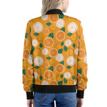 Cute Orange Fruit Pattern Print Women's Bomber Jacket