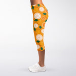 Cute Orange Fruit Pattern Print Women's Capri Leggings