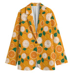 Cute Orange Fruit Pattern Print Women's Cotton Blazer