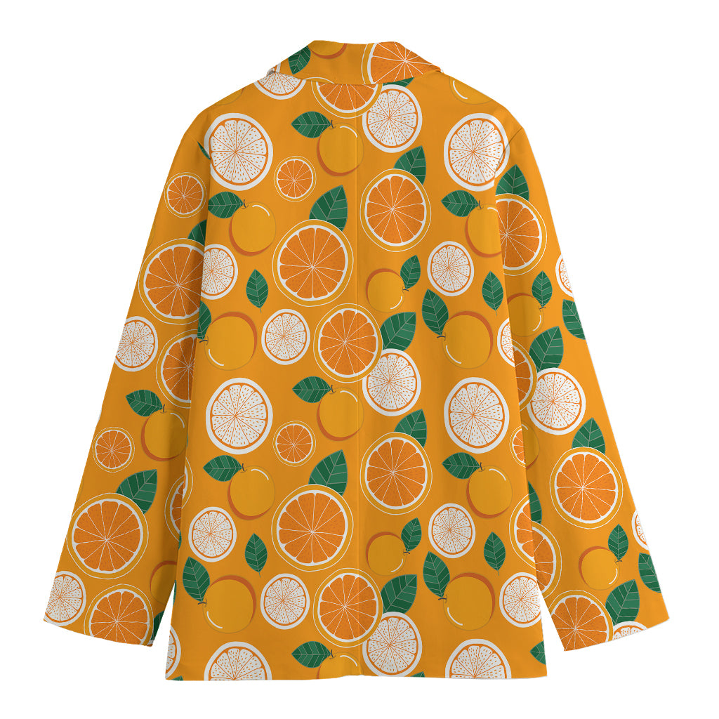 Cute Orange Fruit Pattern Print Women's Cotton Blazer
