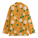 Cute Orange Fruit Pattern Print Women's Cotton Blazer