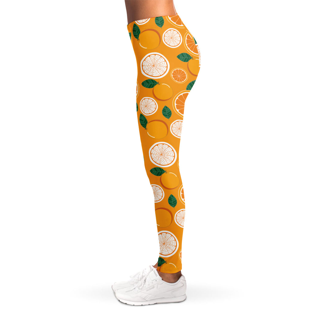 Cute Orange Fruit Pattern Print Women's Leggings