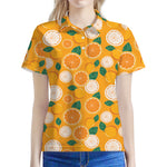 Cute Orange Fruit Pattern Print Women's Polo Shirt