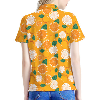 Cute Orange Fruit Pattern Print Women's Polo Shirt