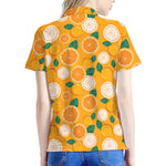 Cute Orange Fruit Pattern Print Women's Polo Shirt
