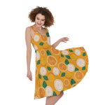 Cute Orange Fruit Pattern Print Women's Sleeveless Dress