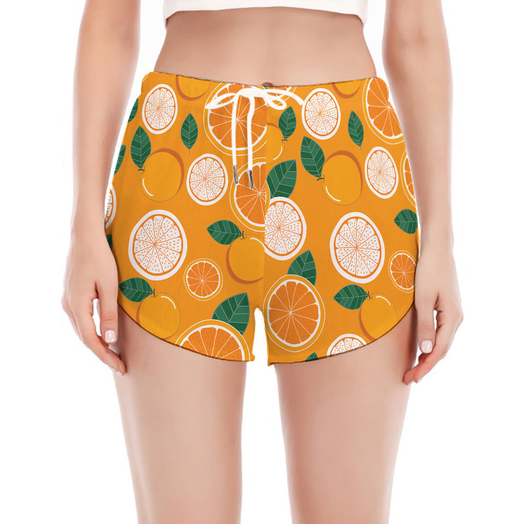 Cute Orange Fruit Pattern Print Women's Split Running Shorts