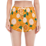 Cute Orange Fruit Pattern Print Women's Split Running Shorts