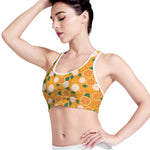 Cute Orange Fruit Pattern Print Women's Sports Bra