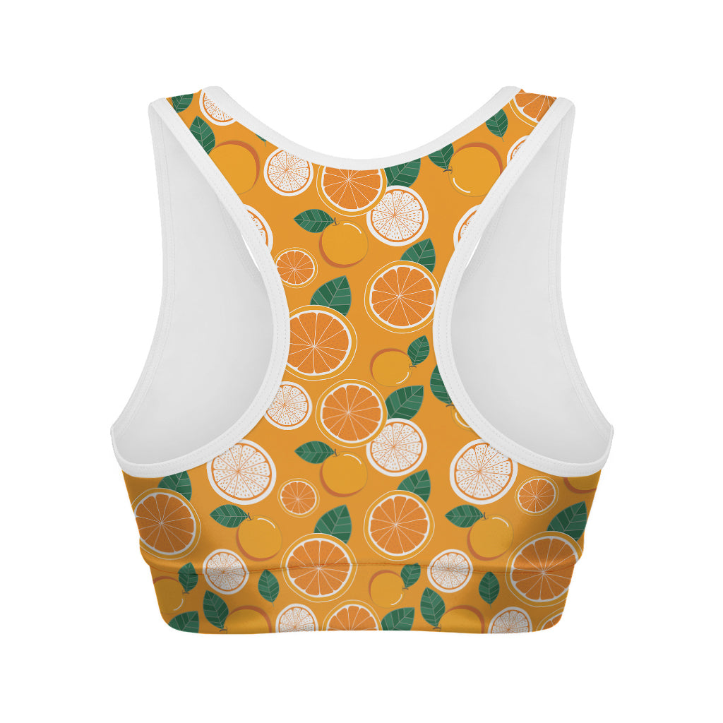 Cute Orange Fruit Pattern Print Women's Sports Bra