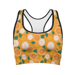 Cute Orange Fruit Pattern Print Women's Sports Bra
