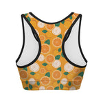 Cute Orange Fruit Pattern Print Women's Sports Bra