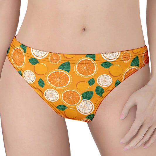 Cute Orange Fruit Pattern Print Women's Thong