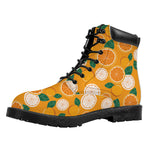 Cute Orange Fruit Pattern Print Work Boots