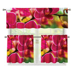 Cute Orchid Print 3 Piece Kitchen Curtains