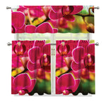 Cute Orchid Print 3 Piece Kitchen Curtains