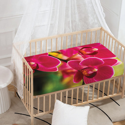 Cute Orchid Print Baby Crib Sheet