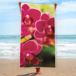 Cute Orchid Print Beach Towel