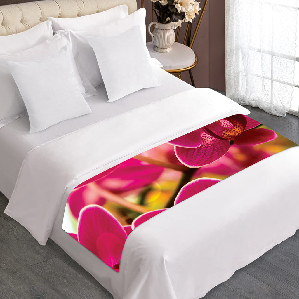 Cute Orchid Print Bed Runner