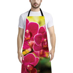 Cute Orchid Print Bib Apron With Pocket