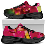 Cute Orchid Print Black Chunky Shoes