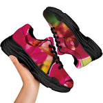 Cute Orchid Print Black Chunky Shoes