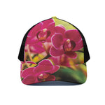 Cute Orchid Print Black Mesh Trucker Cap