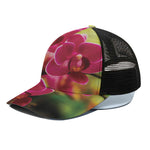 Cute Orchid Print Black Mesh Trucker Cap