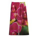 Cute Orchid Print Cotton Front Slit Maxi Skirt
