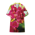 Cute Orchid Print Cotton Hawaiian Shirt