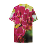 Cute Orchid Print Cotton Hawaiian Shirt