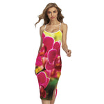 Cute Orchid Print Cross Back Cami Dress