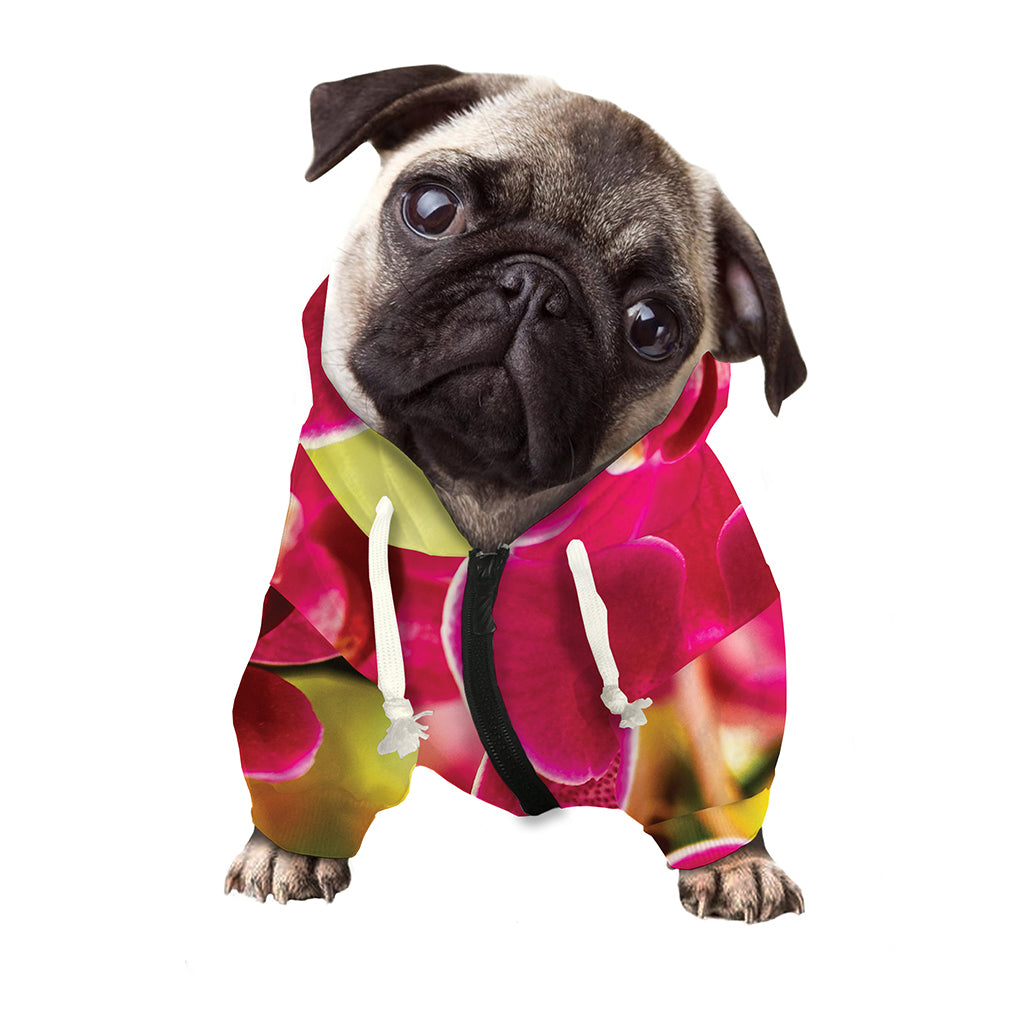 Cute Orchid Print Dog Zip Up Hoodie