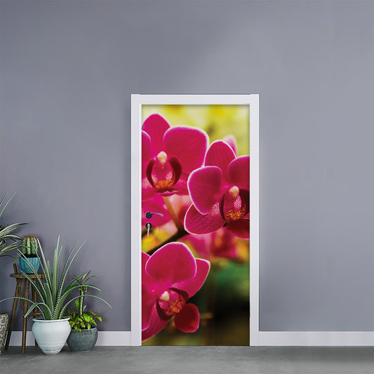 Cute Orchid Print Door Sticker