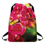 Cute Orchid Print Drawstring Backpack
