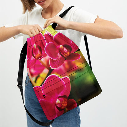 Cute Orchid Print Drawstring Backpack