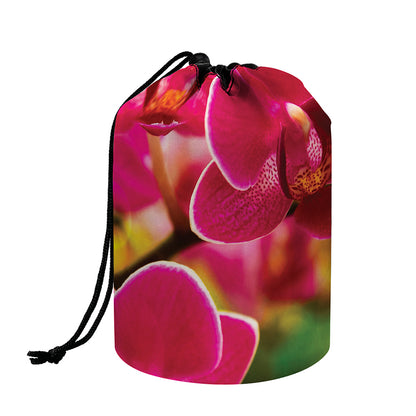 Cute Orchid Print Drawstring Makeup Bag
