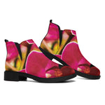 Cute Orchid Print Flat Ankle Boots
