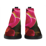 Cute Orchid Print Flat Ankle Boots