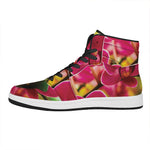 Cute Orchid Print High Top Leather Sneakers