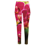 Cute Orchid Print High-Waisted Pocket Leggings