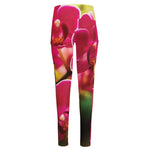Cute Orchid Print High-Waisted Pocket Leggings